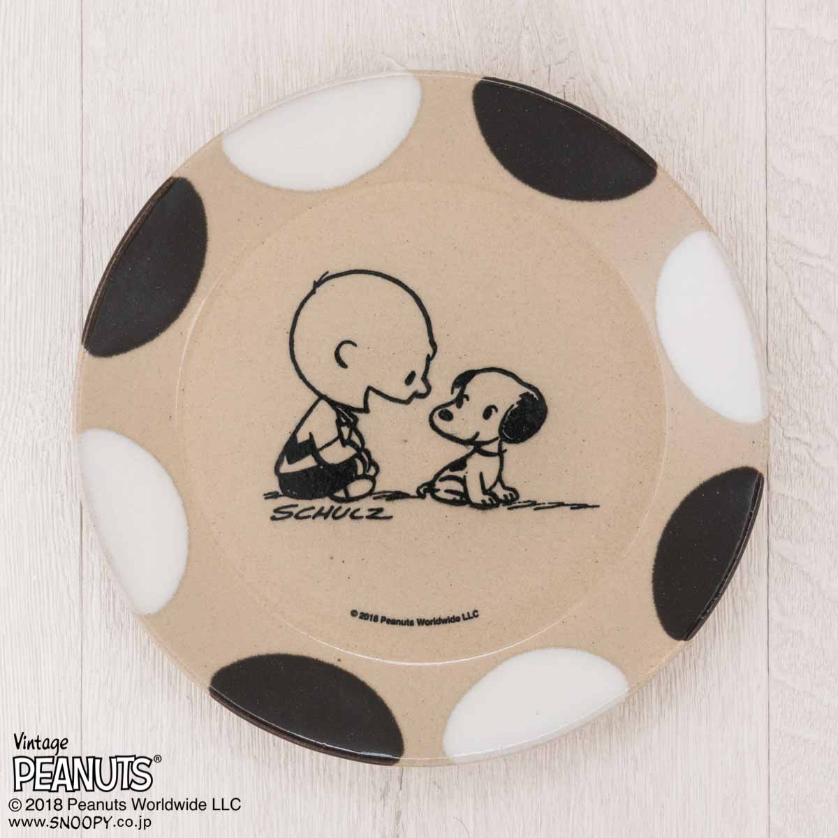 MASHICO プレート17cm PEANUTS [Charlie Brown & Snoopy] ブラック