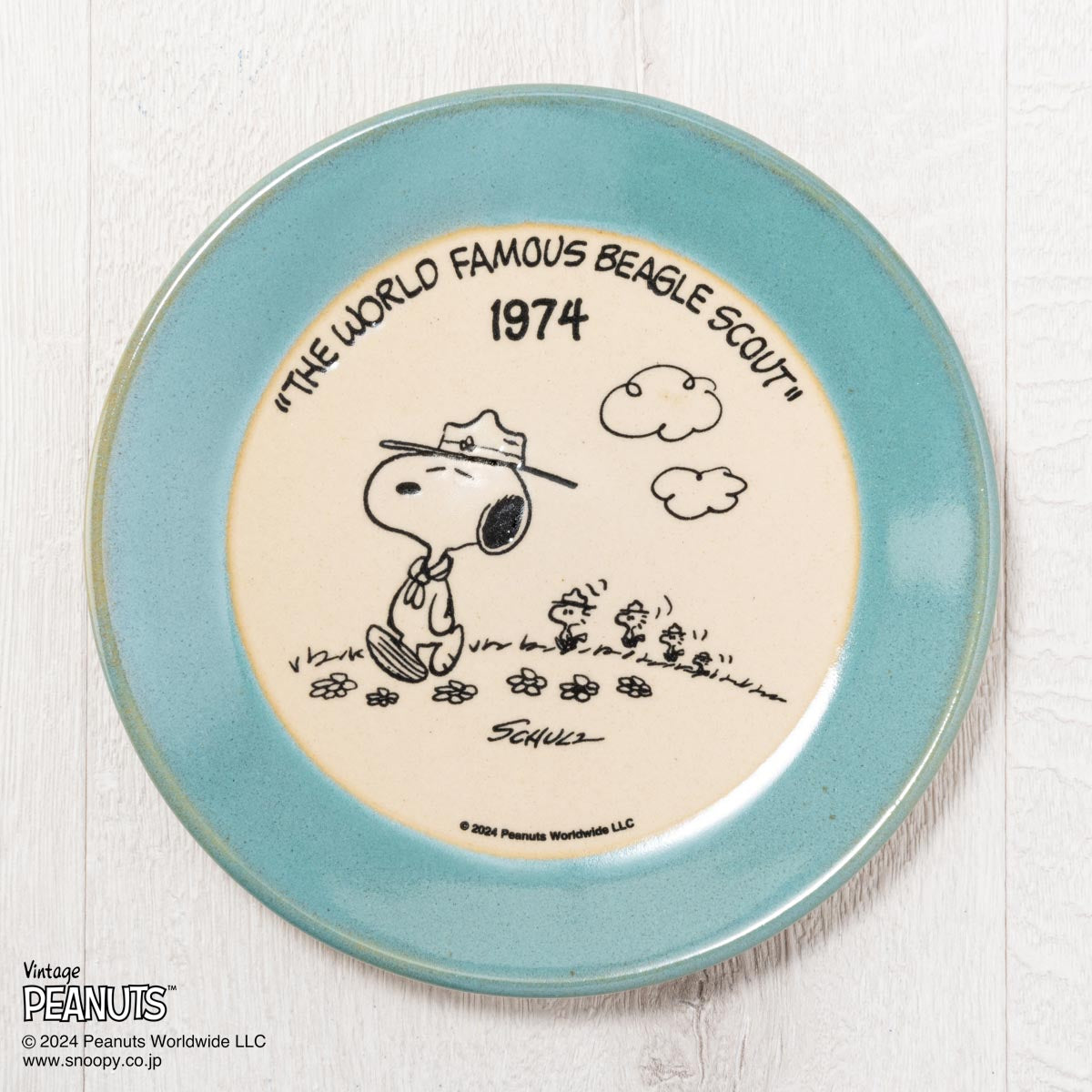 MASHICO プレート17cm PEANUTS [Beagle Scout 1974] ライトブルー