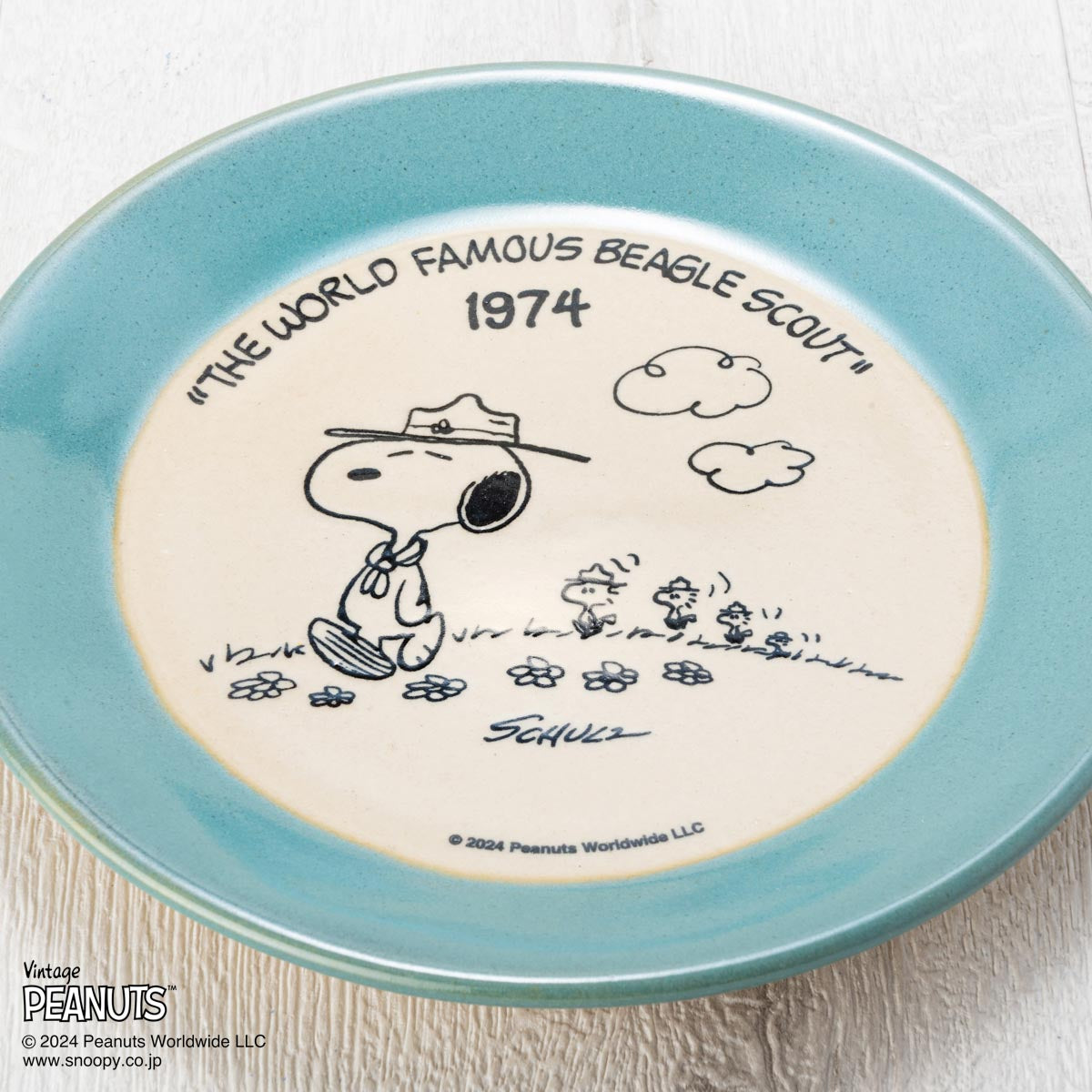 MASHICO プレート17cm PEANUTS [Beagle Scout 1974] ライトブルー